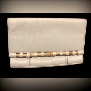 J.McLaughlin Cream Colored Bamboo Clutch. Good Pre-Owned Condition.
